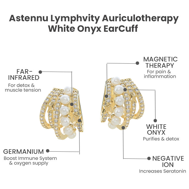 Astennu Lymfoterapie aurikuloterapie Ušní manžeta z bílého onyxu