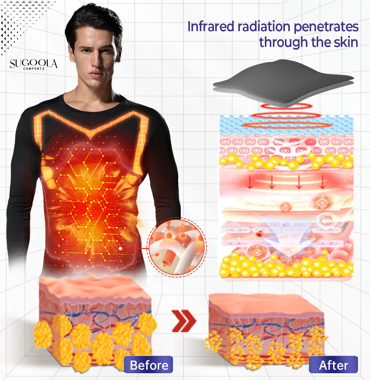 Sugoola™ Magnetické pánské spodní tričko s dalekým infračerveným zářením