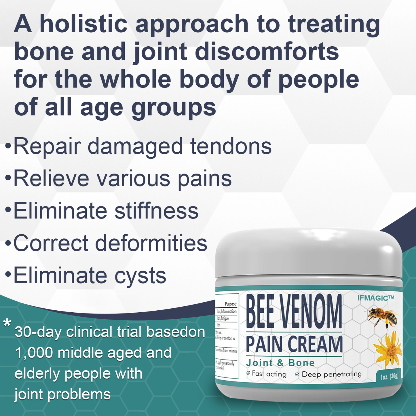 🐝 IFMAGIC™ Bee Venom Pain and Bone Healing Cream (časově omezená sleva Posledních 30 minut)