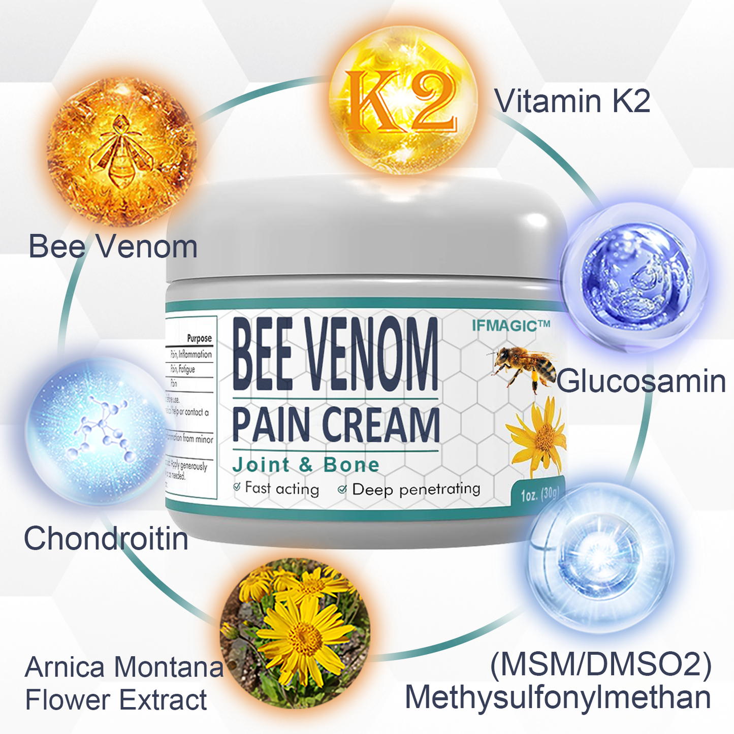 🐝 IFMAGIC™ Bee Venom Pain and Bone Healing Cream (časově omezená sleva Posledních 30 minut)