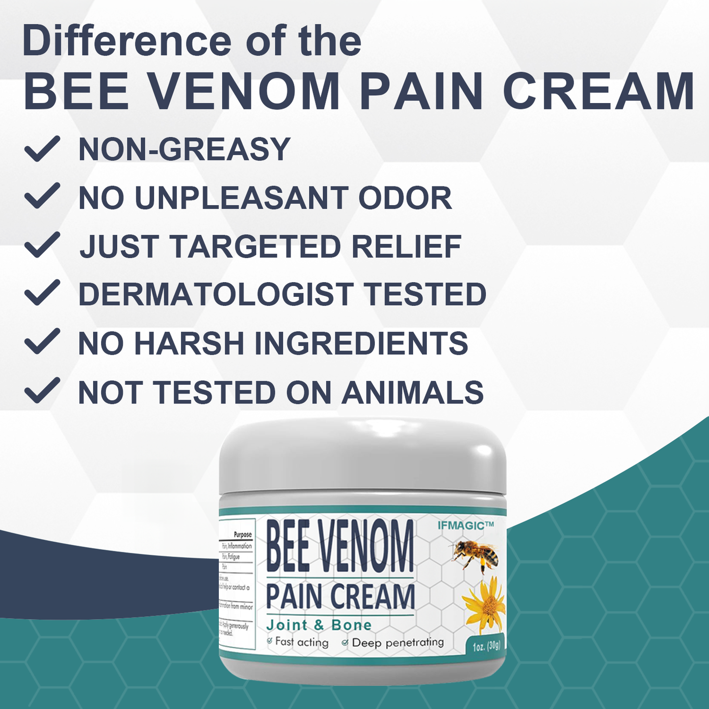 🐝 IFMAGIC™ Bee Venom Pain and Bone Healing Cream (časově omezená sleva Posledních 30 minut)