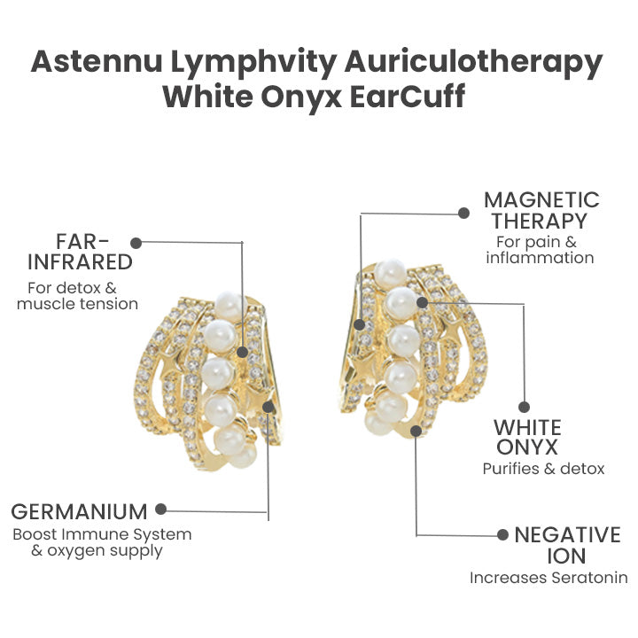 Astennu Lymfoterapie aurikuloterapie Ušní manžeta z bílého onyxu